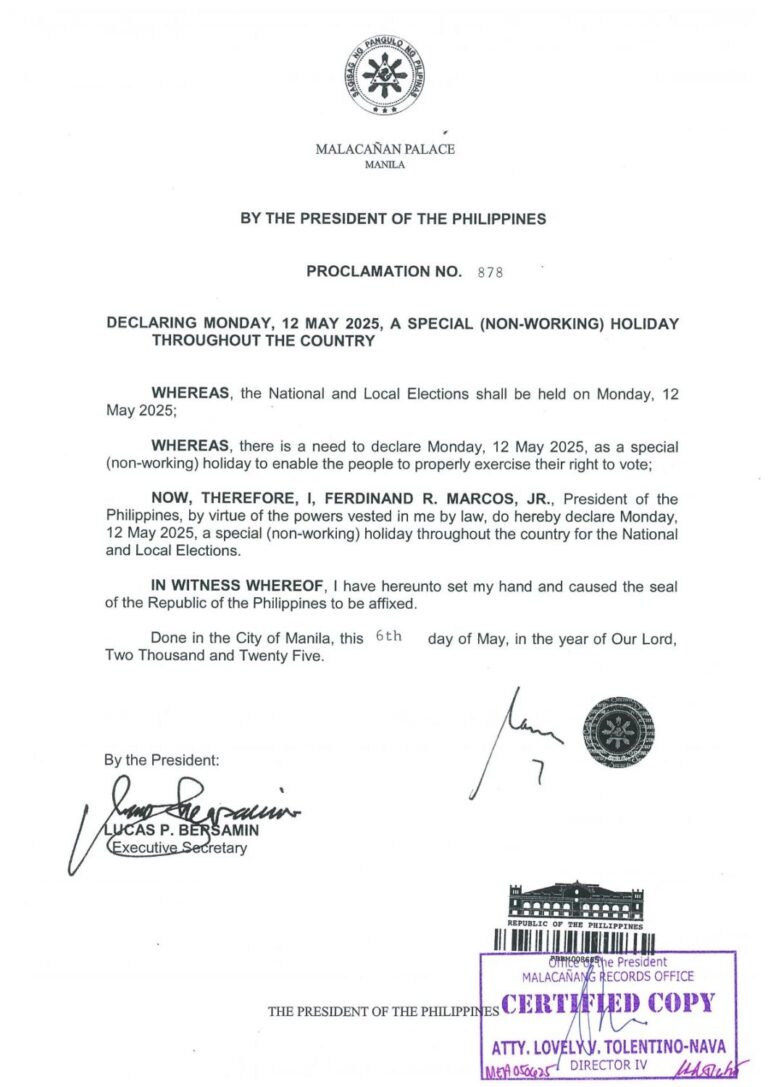 may 12 holiday declaration